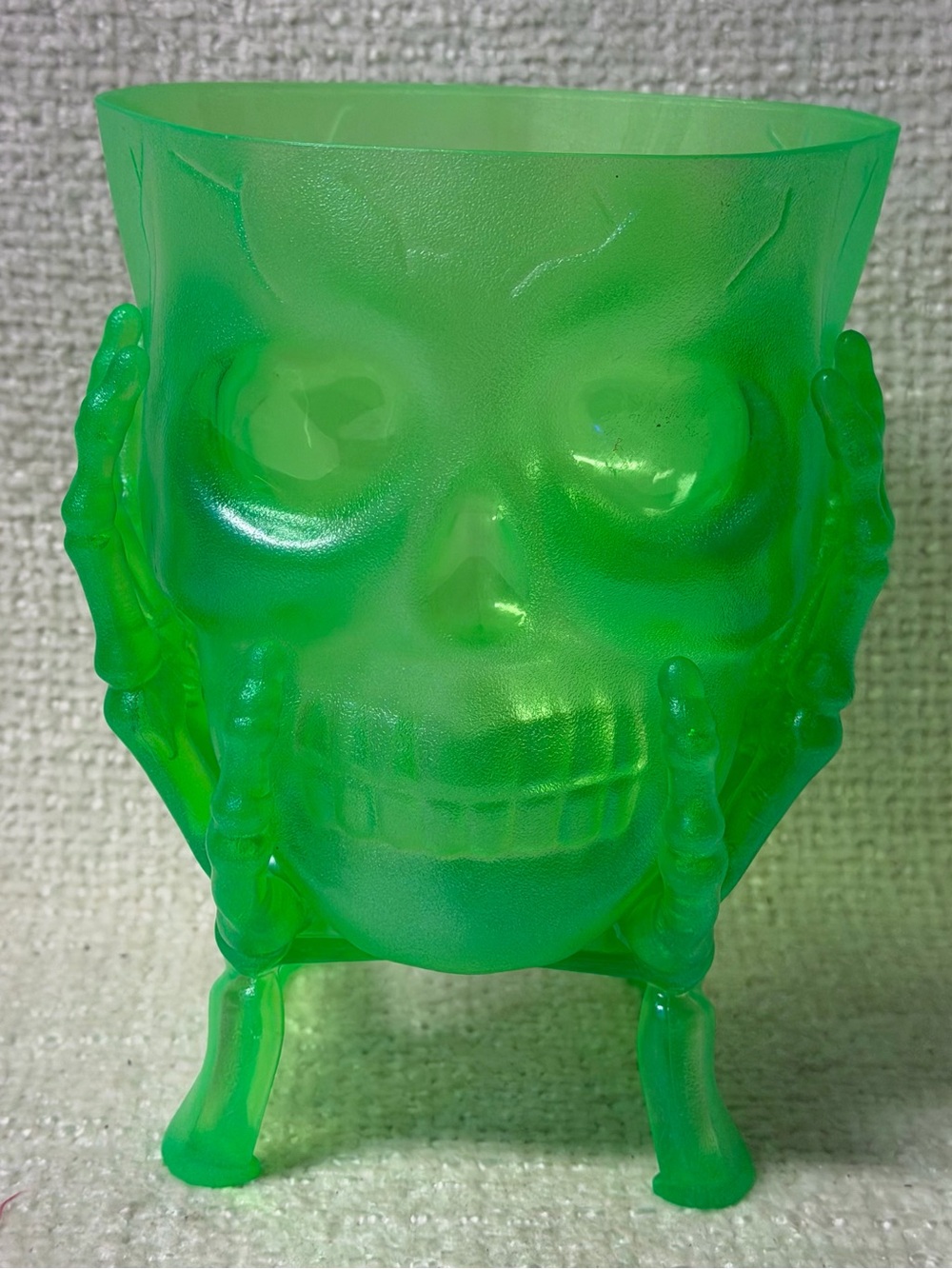 fluorescent plastic or UV-reactive plastic Neon Green Skull Candy Dish
